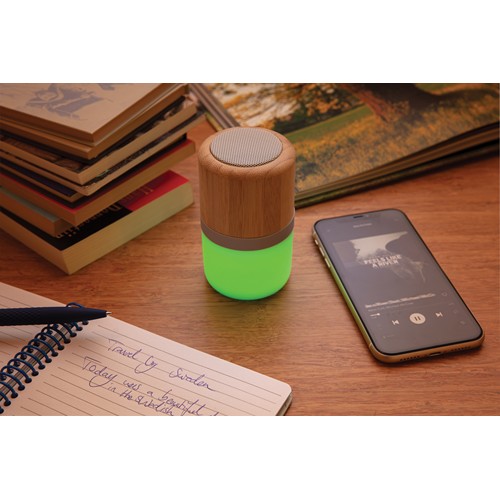 Enceinte 3W en bambou avec lumière d'ambiance - 10