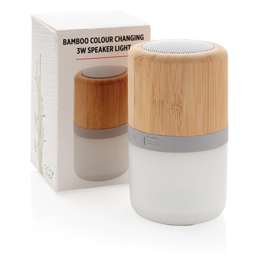 Enceinte 3W en bambou avec lumière d'ambiance - 11