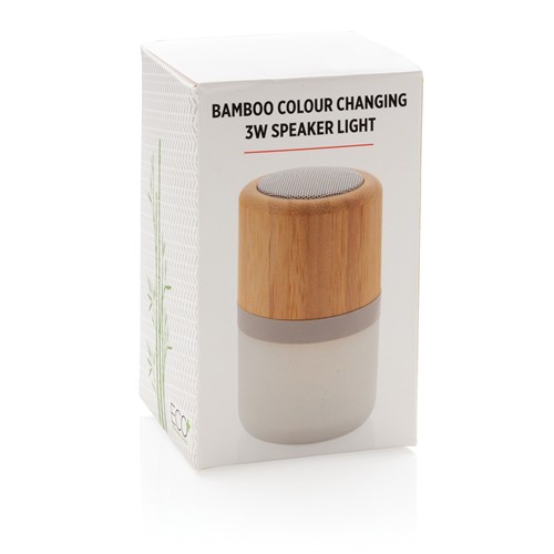 Enceinte 3W en bambou avec lumière d'ambiance - 12
