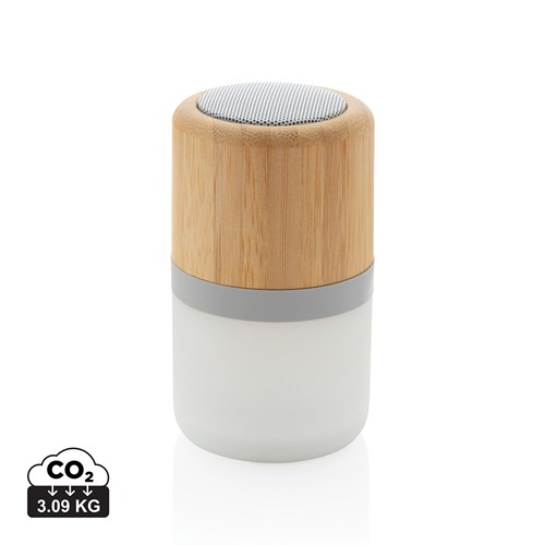 Enceinte 3W en bambou avec lumière d'ambiance - 1