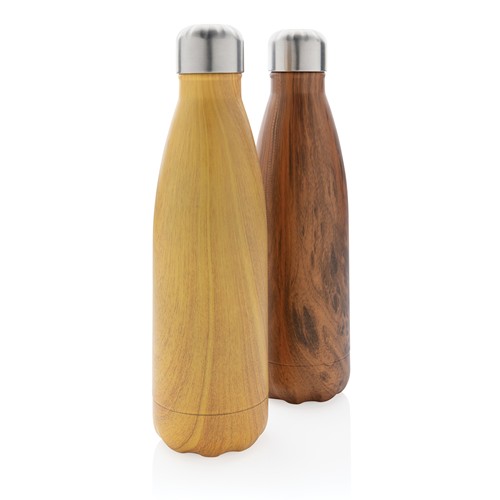 yellow Botella aislada al vacío con estampado de madera