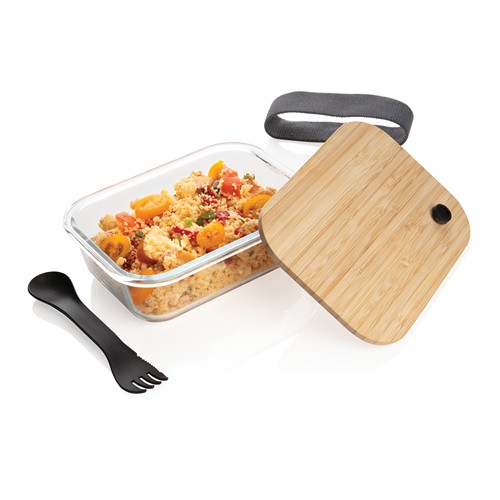 Boîte repas en verre avec couvercle en bambou - 3