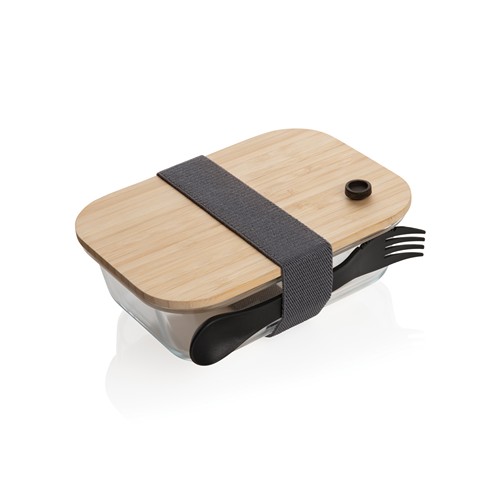 Boîte repas en verre avec couvercle en bambou - 2