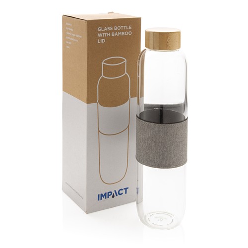 Bouteille en verre avec couvercle en bambou Impact - 10