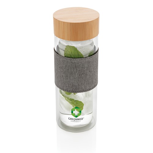 transparente Botella Impact de vidrio de borosilicato de doble pared