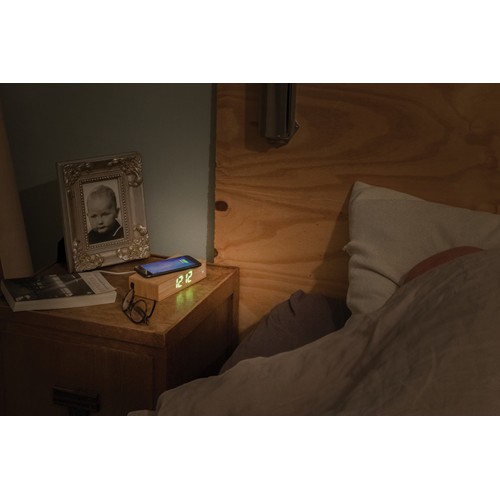 Réveil en bambou avec chargeur sans fil 5W - 9