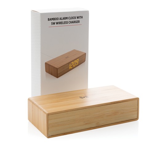 Réveil en bambou avec chargeur sans fil 5W - 10