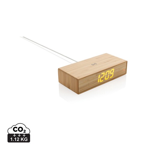 Réveil en bambou avec chargeur sans fil 5W - 1