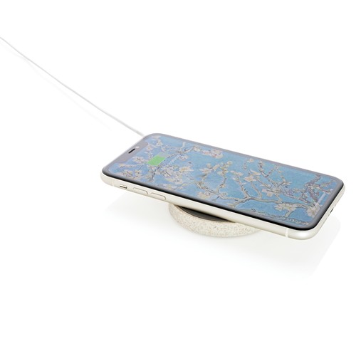 Chargeur sans fil rond en fibre de paille de 5W - 3