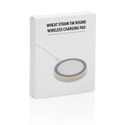 Chargeur sans fil rond en fibre de paille de 5W - 10