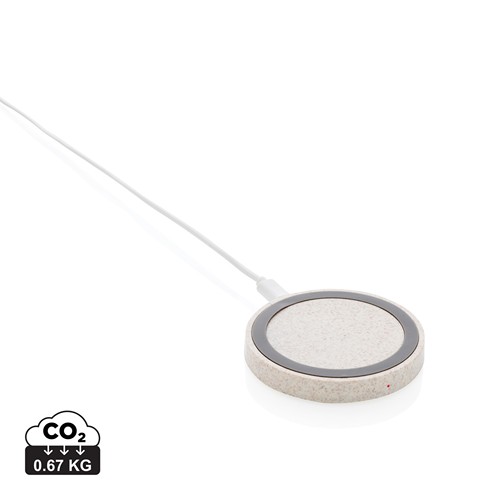 Chargeur sans fil rond en fibre de paille de 5W - 1