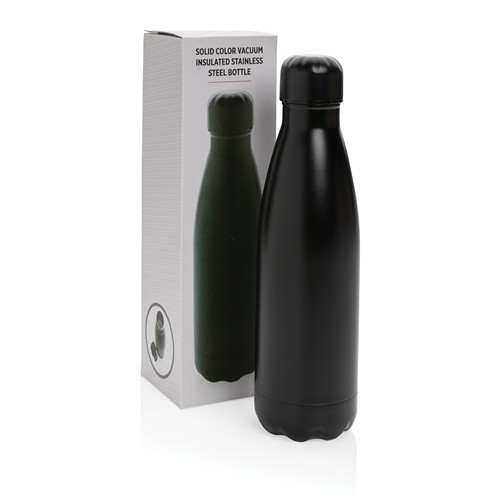 black Botella de acero inoxidable al vacío de color sólido 500ml