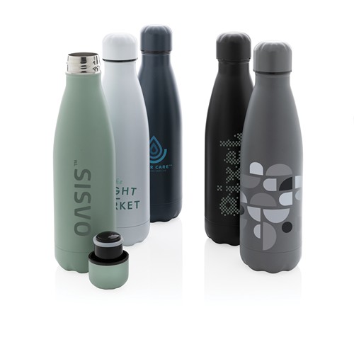 gray Botella de acero inoxidable al vacío de color sólido 500ml