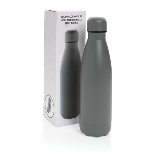 gray Botella de acero inoxidable al vacío de color sólido 500ml