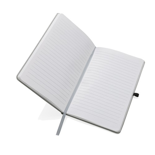 gris claro Libreta A5 de cuero reciclado GRS de tapa dura