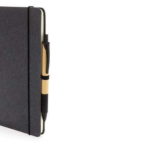 gray Libreta A5 de cuero reciclado GRS de tapa dura