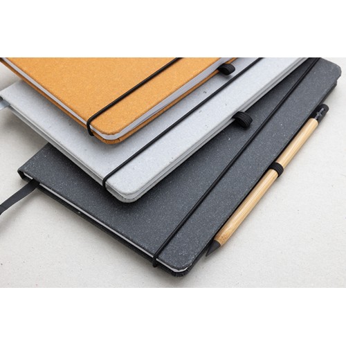 gray Libreta A5 de cuero reciclado GRS de tapa dura