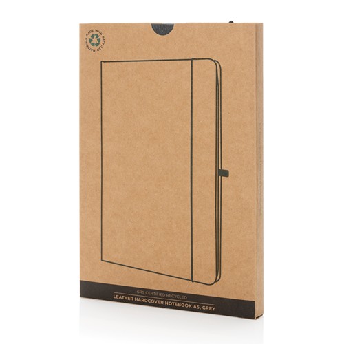 gray Libreta A5 de cuero reciclado GRS de tapa dura