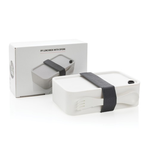 white Fiambrera PP con cubiertos