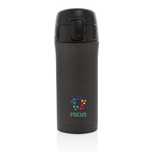 black Taza metálica al vacío con cierre fácil