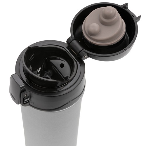 gray Taza metálica al vacío con cierre fácil