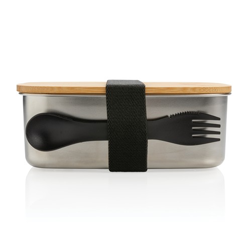 Boîte à Lunch en acier avec couvercle en bambou et cuichette - 8