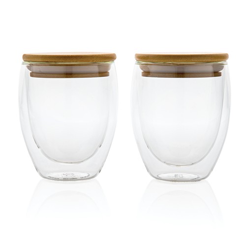 Set de 2 verres double paroi 250ml avec couvercle en bambou - 3
