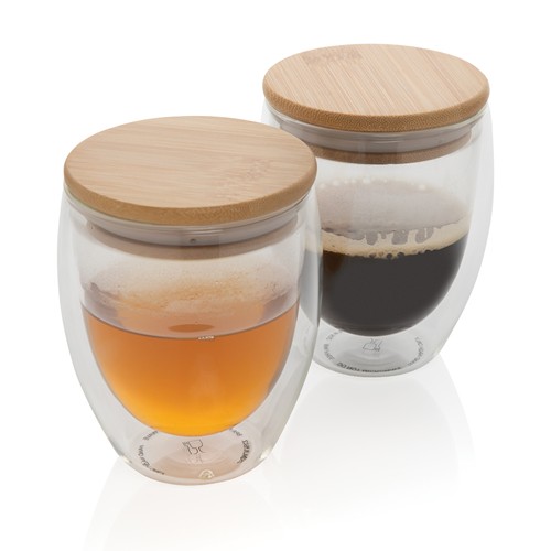Set de 2 verres double paroi 250ml avec couvercle en bambou - 5