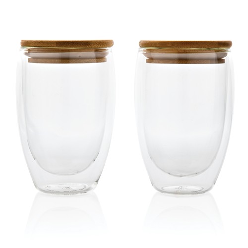 Set de 2 Verres double paroi 350ml avec couvercle en bambou - 3