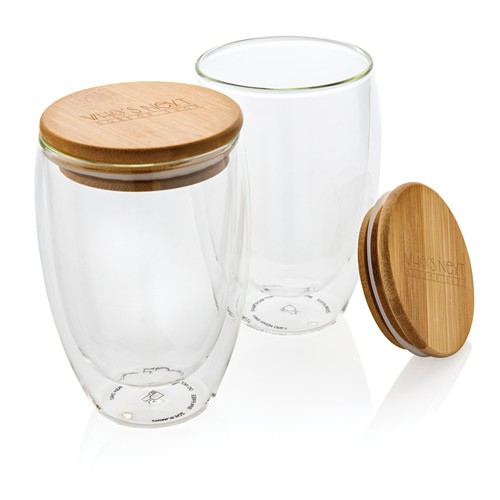 Set de 2 Verres double paroi 350ml avec couvercle en bambou - 6