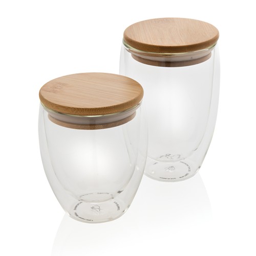 Set de 2 Verres double paroi 350ml avec couvercle en bambou - 7