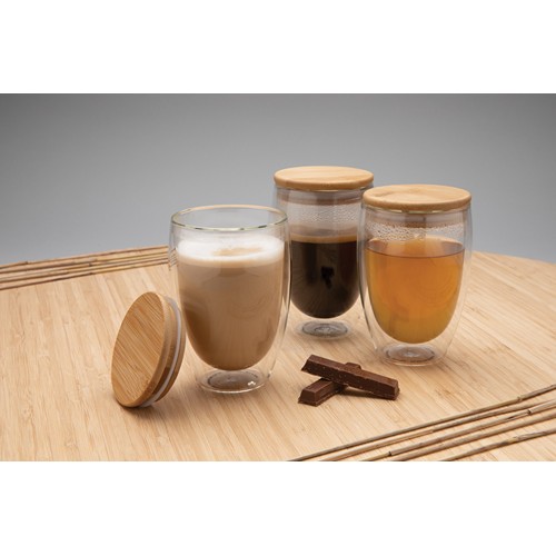Set de 2 Verres double paroi 350ml avec couvercle en bambou - 9