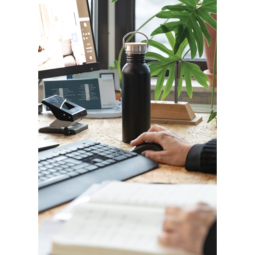 Bouteille en acier inoxydable avec couvercle en bambou - 7