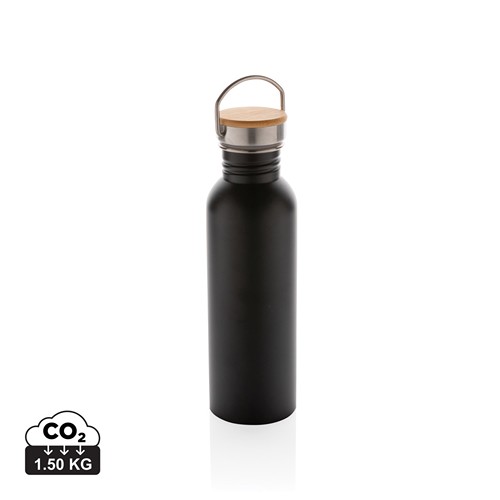 Bouteille en acier inoxydable avec couvercle en bambou - 1