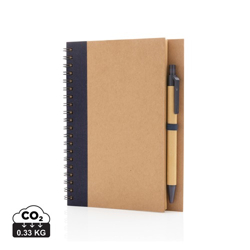 Cahier à spirales kraft avec stylo - 1