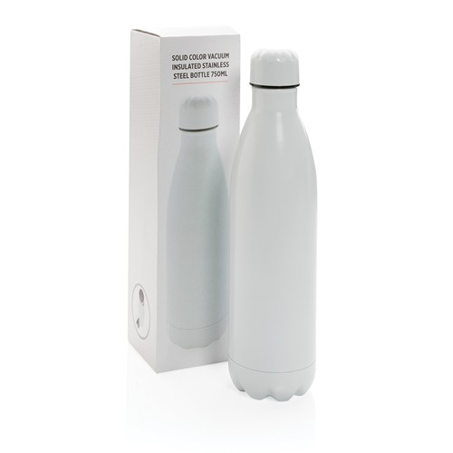 white Botella de acero inoxidable al vacío de color sólido 750ml