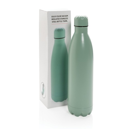 green Botella de acero inoxidable al vacío de color sólido 750ml