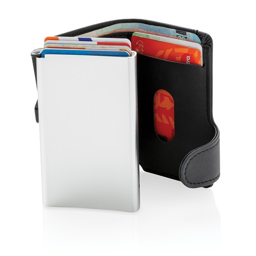 Porte-cartes anti RFID en aluminium et PU - 4