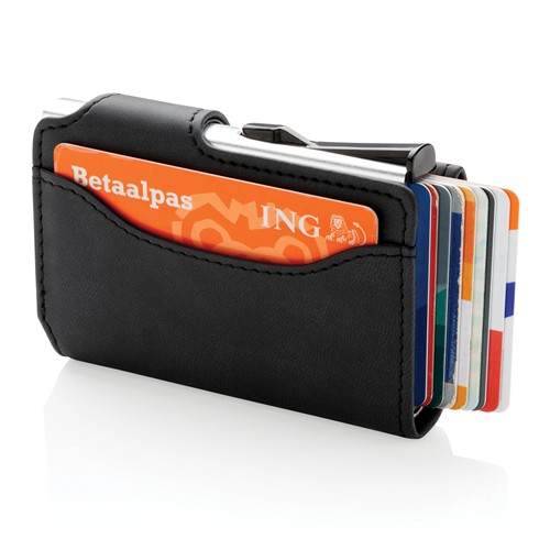 Porte-cartes anti RFID en aluminium et PU - 5