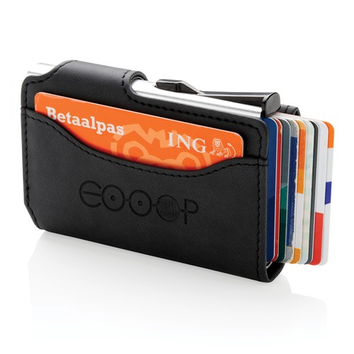 Porte-cartes anti RFID en aluminium et PU - 8