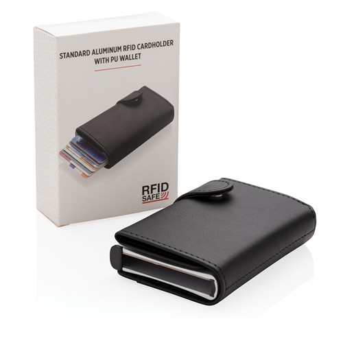 Porte-cartes anti RFID en aluminium et PU - 10