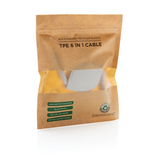 Cable 6 en 1 de plástico reciclado estándar RCS y TPE