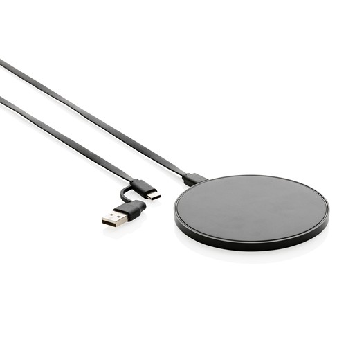 black Cargador inalámbrico 10W de plástico reciclado RCS