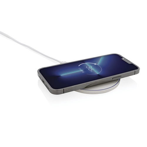 white Cargador inalámbrico 10W de plástico reciclado RCS