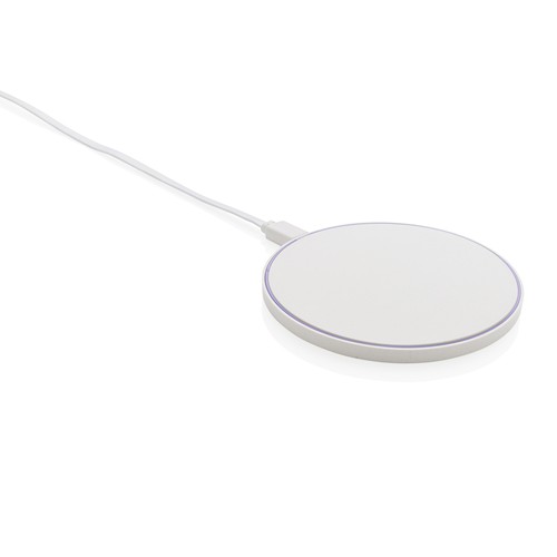 white Cargador inalámbrico 10W de plástico reciclado RCS