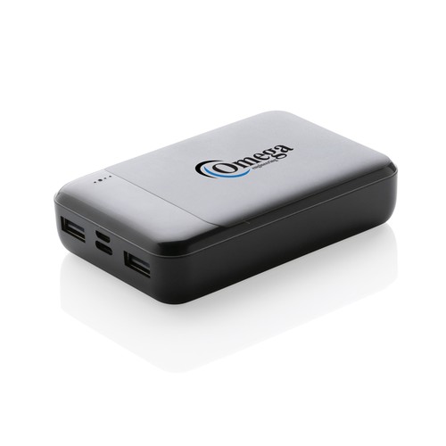 black Powerbank de plástico reciclado RCS de 10.000 mAh
