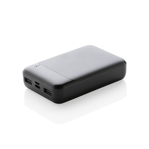 black Powerbank de plástico reciclado RCS de 10.000 mAh