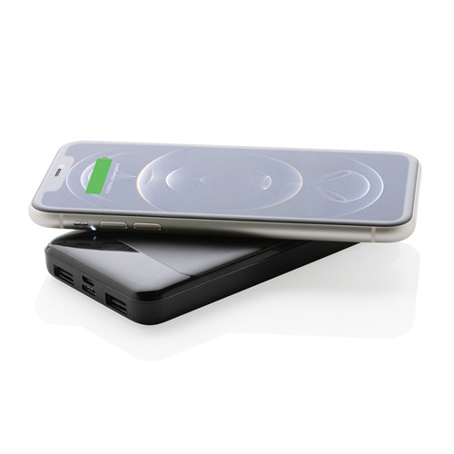 black Powerbank inalámbrico de plástico reciclado estándar RCS