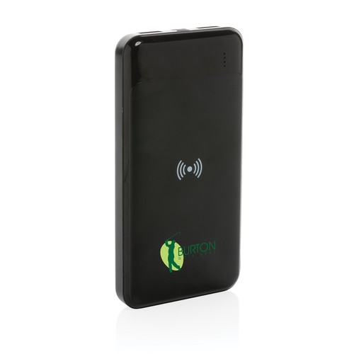 black Powerbank inalámbrico de plástico reciclado estándar RCS