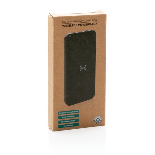 black Powerbank inalámbrico de plástico reciclado estándar RCS